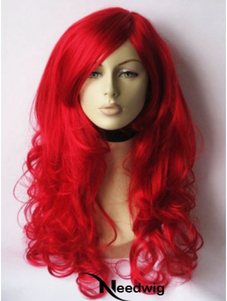 Wavy With Bangs Lace Front Gorgeous 22 inch Red Long Wigs