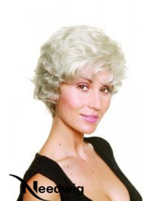 Synthetic Chin Length Wavy Capless Elderly Lady Wigs