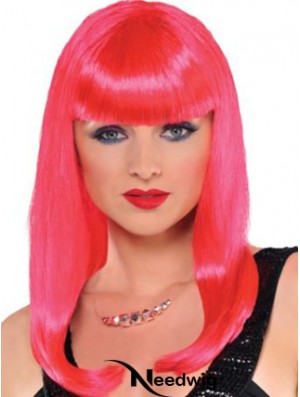 Straight With Bangs Long Red Incredible Lace Front Wigs