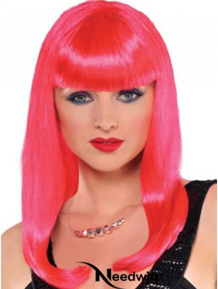 Straight With Bangs Long Red Incredible Lace Front Wigs