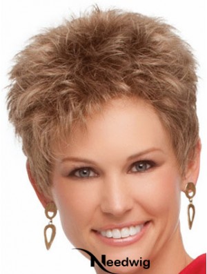 Cropped Boycuts Wavy Blonde Suitable Synthetic Wigs