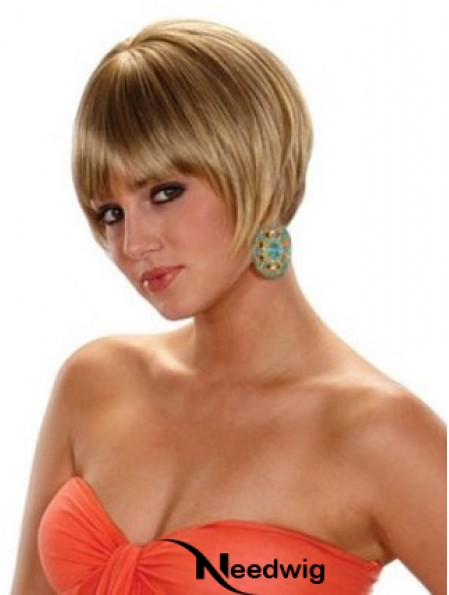 Short Bobs Straight Blonde Cheap Synthetic Wigs