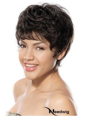 Discount Black Short Boycuts Wavy Glueless Lace Front Wigs