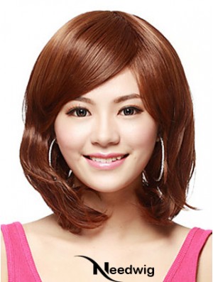 Shoulder Length Bobs Straight Auburn Flexibility Synthetic Wigs