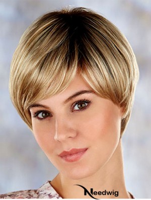 High Quality 7 inch Straight Blonde Layered Short Wigs
