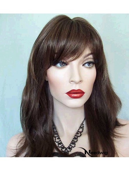 Straight With Bangs Long Brown Trendy Lace Front Wigs