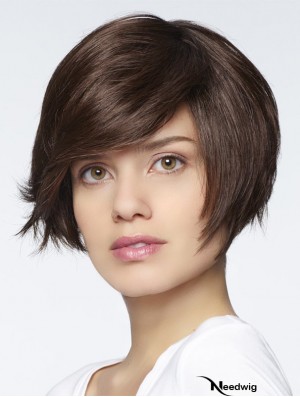 Straight Short Auburn 6 inch Monofilament Style Bob Wigs