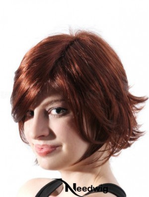 Chin Length Layered Wavy Auburn Natural Synthetic Wigs