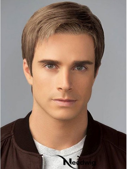 6 inch Brown Classic Short Straight Synthetic Mens Wigs