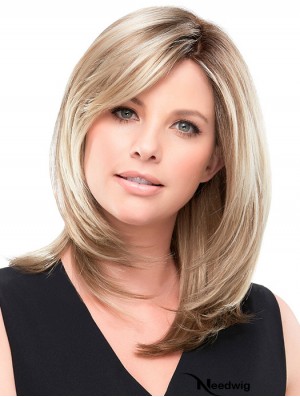 Blonde Straight 100% Hand-tied Layered 14 inch Ladies Wigs For Cancer Patients