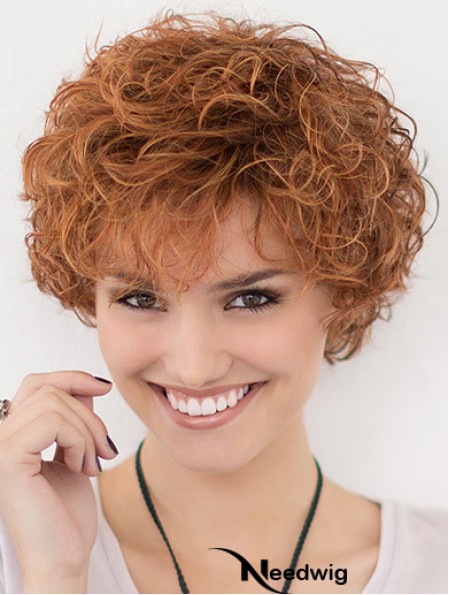 Lace Front Curly Copper Layered 10 inch Short Hairstyles