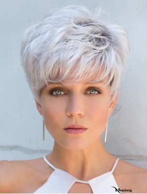 Cropped Straight 5 inch Capless Grey Wigs For Women