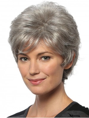 Short Wavy 8 inch Capless Cheap Grey Wigs