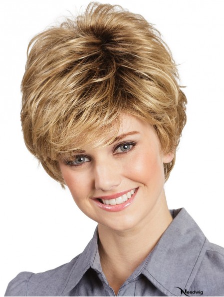 Boycuts Wavy Capless Blonde 8 inch Short Wigs For Women