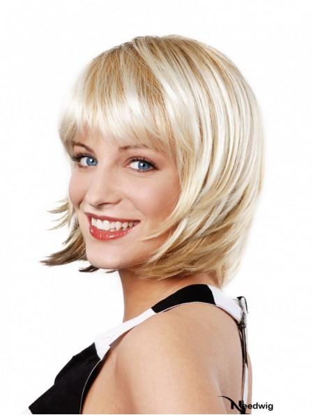 10 inch Straight Platinum Blonde Synthetic Chin Length Capless Layered Bob