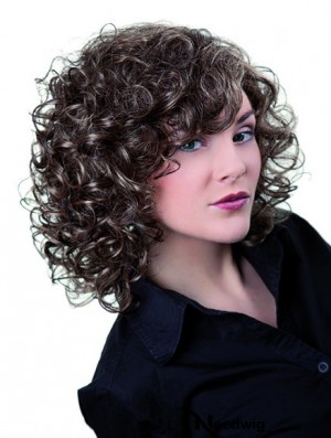 Grey Shoulder Length Synthetic 13 inch Curly Layered Cheap Lace Wigs