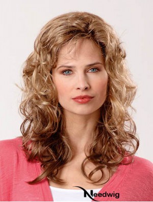 Synthetic Brown Curly 14 inch Capless Layered Long Wigs