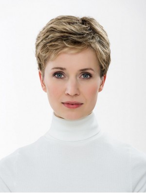 Synthetic Capless 4 inch Boycuts Straight Blonde Short Hair Styles