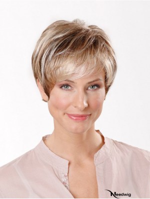 Synthetic Capless 8 inch Boycuts Straight Blonde Short Cut Wigs