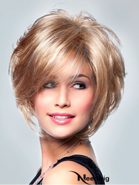 UK Lace Wigs With Monofilament Short Length Curly Style Layered Cut