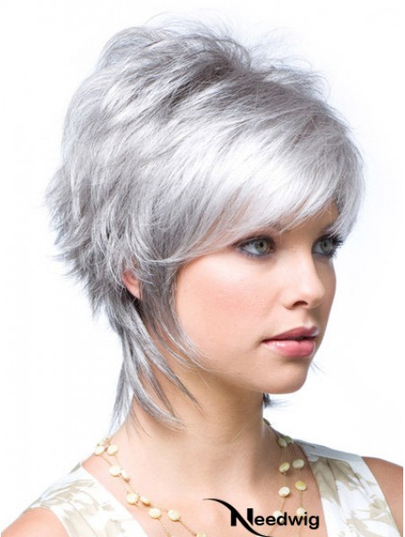 Cheap Ladies Grey Wigs Wavy Style Short Length With Lace Front