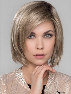 Platinum Blonde With Bangs Straight 10 inch Chin Length Mono Wigs