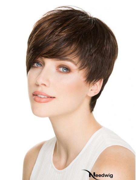 4 inch Fashionable Straight Boycuts Brown Short Wigs