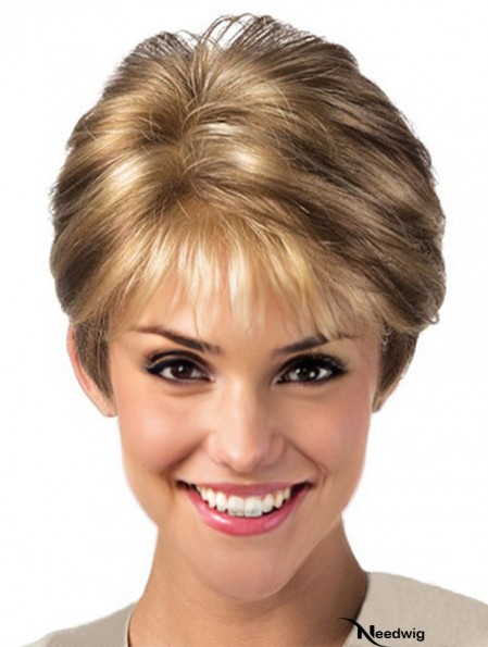 Blonde Lace Front Wig With Synthetic Layered Cut Short Length