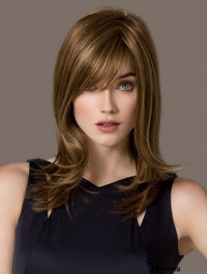 Designed Blonde Straight Layered Lace Front Long Wigs
