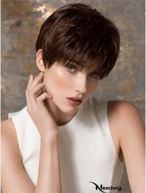 Boycuts Cropped Brown Straight Fashion Petite Wigs