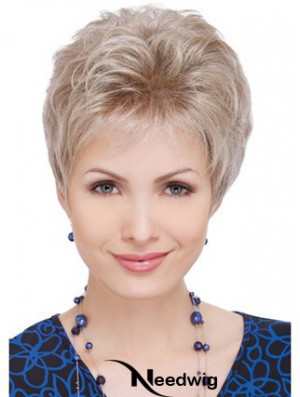 Wigs For Elderly Lady With Capless Wavy Style Short Length