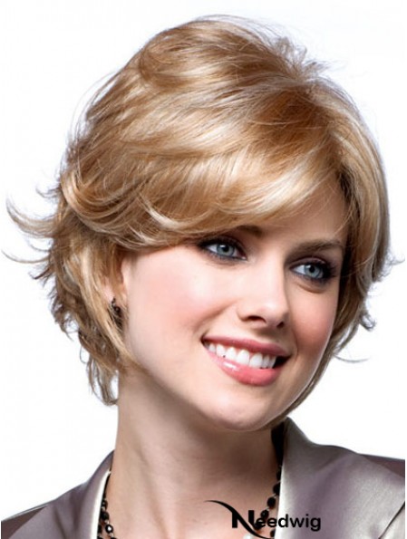 Cheap Monotop Wigs With Monofilament Blonde Color Short Length