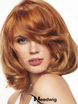 Chin Length Wavy Monofilament Auburn Best Bob Wigs