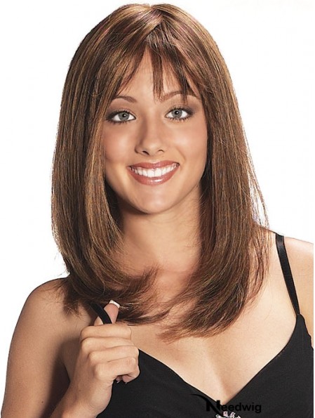 Layered Shoulder Length Auburn Straight Trendy Petite Wigs