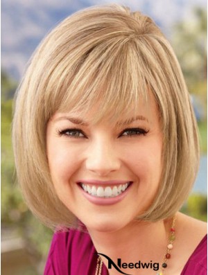 Lace Front Chin Length Straight Blonde Comfortable Bob Wigs
