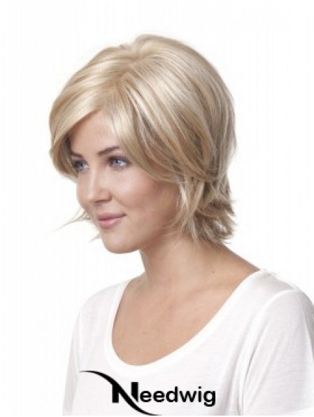 10 inch Blonde Chin Length Layered Straight Discount Lace Wigs