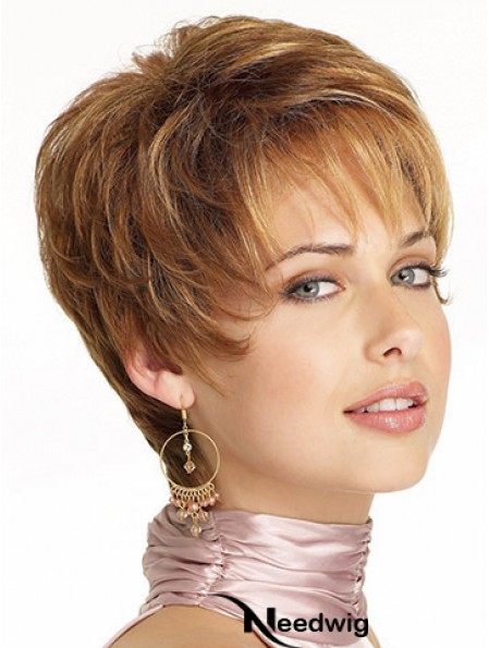 Popular Brown Cropped Wavy Boycuts Lace Front Wigs