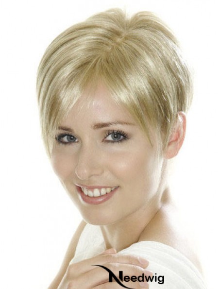 Soft Blonde Cropped Straight Boycuts Lace Front Wigs