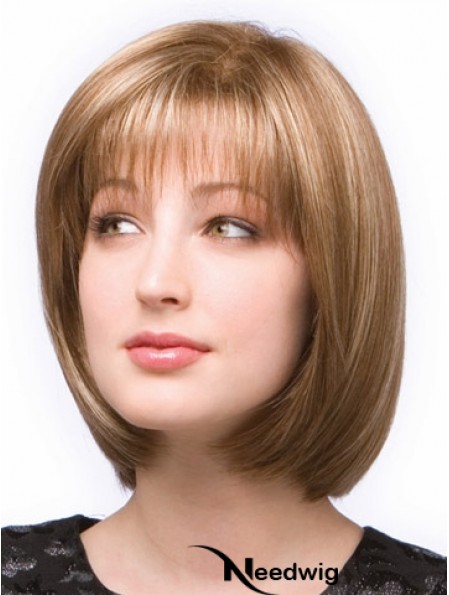 Chin Length Straight Monofilament Brown Stylish Bob Wigs