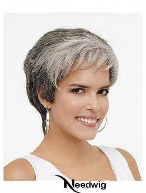 Synthetic Natural Short Wavy Grey Wigs