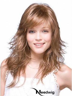 Straight Layered Shoulder Length Brown Suitable Lace Front Wigs