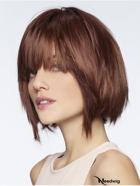 Straight Chin Length Auburn 8 inch Lace Front Fashionable Bob Wigs