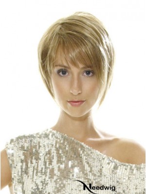 Short Blonde Style 8 inch Straight Bob Wigs