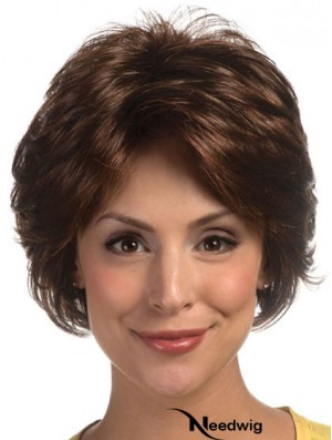 Great Brown Short Wavy Layered Lace Front Wigs