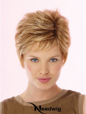 Fabulous Blonde Cropped Wavy Boycuts Lace Front Wigs