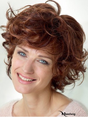 Curly With Bangs Shoulder Length Auburn Popular Lace Front Wigs