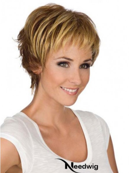 6 inch Modern Wavy Boycuts Blonde Short Wigs