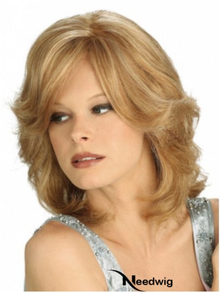 Blonde Shoulder Length Wavy Layered 100% Hand-tied Wig Store Online