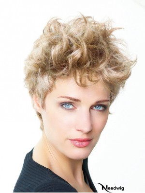 Curly Boycuts Short Blonde Trendy Lace Front Wigs