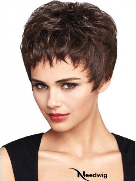 Natural Auburn Cropped Wavy Boycuts Lace Front Wigs